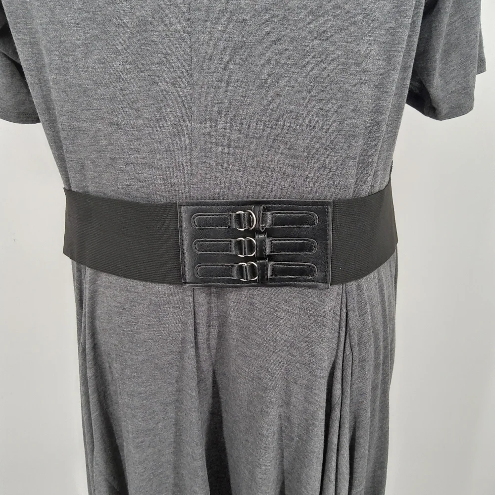 SIGNATURE BY ROBBIE BEE 20W SCOOP NECK ASYMMETRICAL MIDI DRESS - Picture 8 of 9